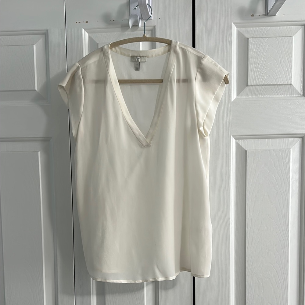 Joie Elegant Silk Cream V-Neck Women's Top - XS